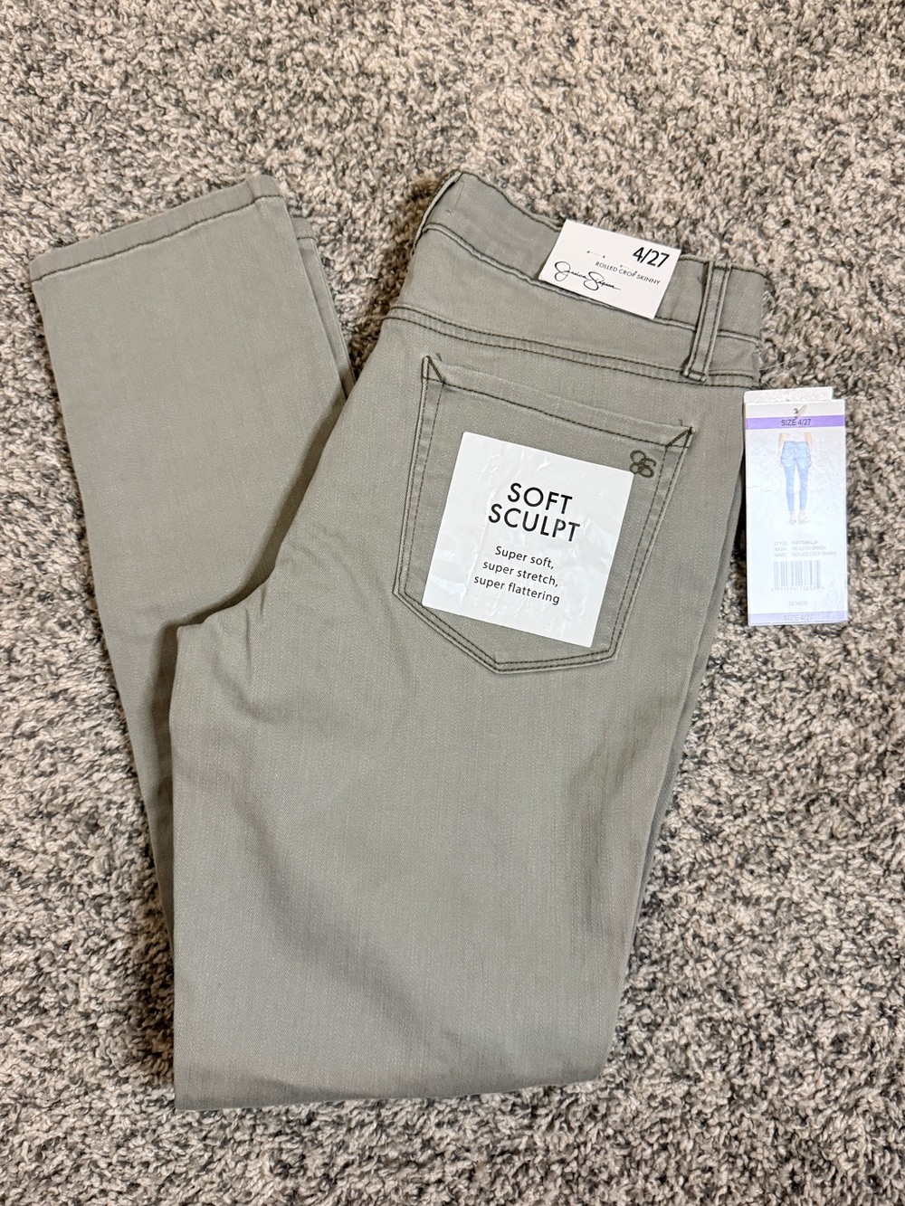 Jessica Simpson Meadow Green Rolled Crop Skinny Jeans